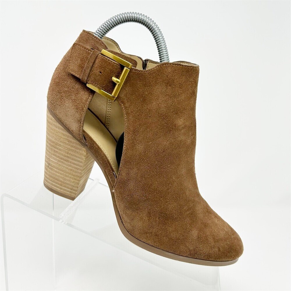 Michael Michael Kors Womens Brown Ankle Booties Side Zip Cutout Buckle Size 8M
